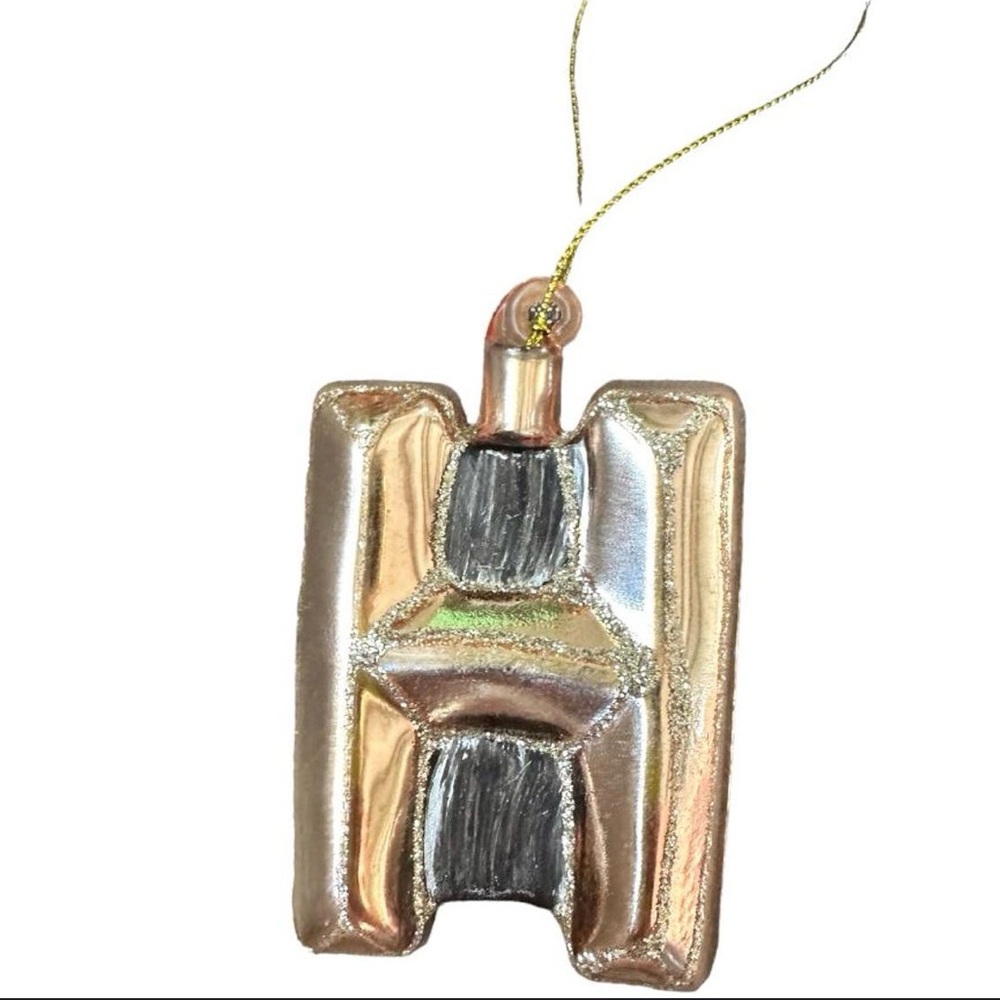 Gold and Silver Letter H Ornament